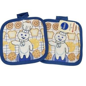 2 Vintage Pillsbury Doughboy Poppin'Fresh Pot Holders  1988